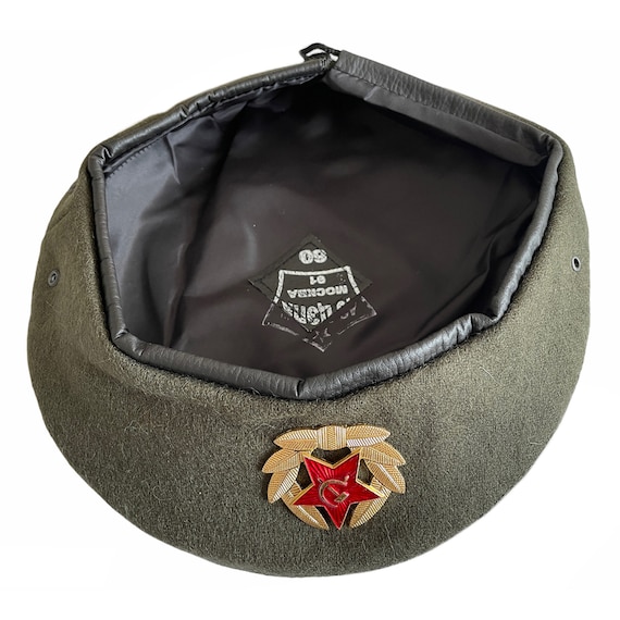 ソ連 ソビエトロシア軍スタイル カーキ色 ミリタリー ベレー帽 帽子