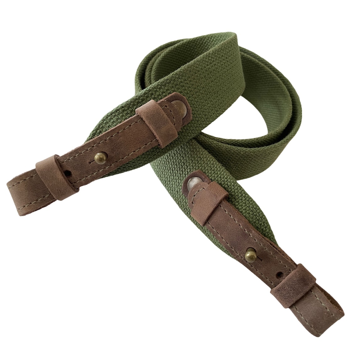 Green Canvas With Leather Rifle Sling Shotgun Air Gun Strap Etsy
