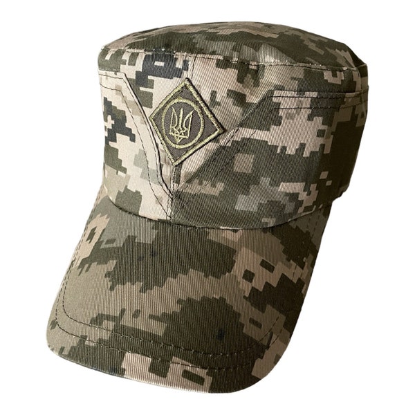 Casquette de baseball militaire style Mazepa de l'armée ukrainienne, insigne trident camouflage vert