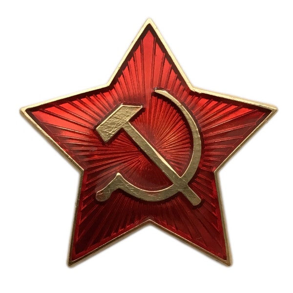Soviet USSR Hammer and Sickle Metal Red Star 2.5 Cm Pin Badge