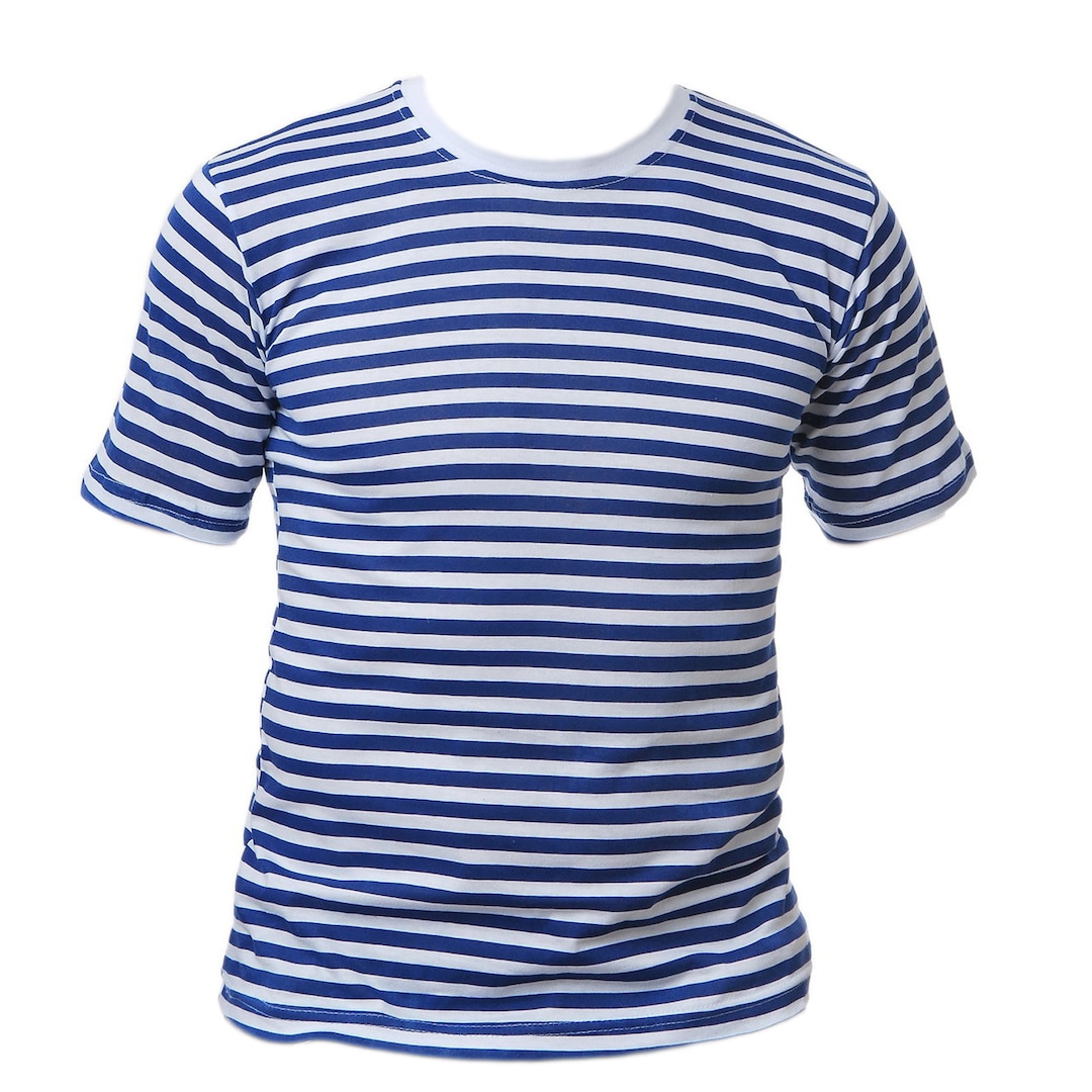 T-shirt A Righe Stile Marina Russa Telnyashka Blu Scuro Manica Corta - Foto 6
