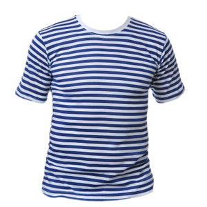 Ukrainian Airborne Style Telnyashka Blue Striped T-Shirt Short Sleeve Paratrooper Top