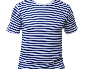 Ukrainian Airborne Style Telnyashka Blue Striped T-Shirt Short Sleeve Paratrooper Top