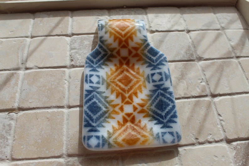 fused glass glass spoon rest Fused glass spoon rest housewarming boho birthday gift wedding kitchen decor square spoon rest tribal