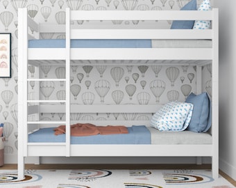 Etagenbett aus Holz N01, Premium Qualität, handgefertigtes Bett, Montessori, weiß, Massivholz, Kinderzimmer, Kleinkinderbett, Kinderbett, Möbel