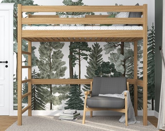 Lit mezzanine N01 en chêne massif, Couleur chêne naturel, Qualité supérieure, Lit fait main, Bois massif, Lit mezzanine, Lit bébé, Lit d'enfant, Chambre d'enfant