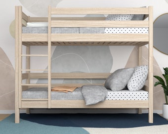 Solid Oak bunk bed N01, Premium Quality, Handmade bed, Montessori, Bleached Oak, Solid wood, Children room, Toddler bed, Children bed