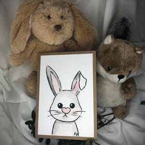 Tarjeta pintada a mano "conejito lindo" (no es una impresión)