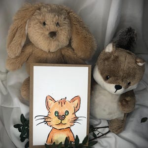 Tarjeta pintada a mano "Lindo gato" (sin impresión)