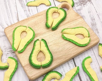 avocado felt slice, play food (felt food, pretend kids kitchen accessories or cafe, plush cooking toy, fake artificial food, sandwich, taco)