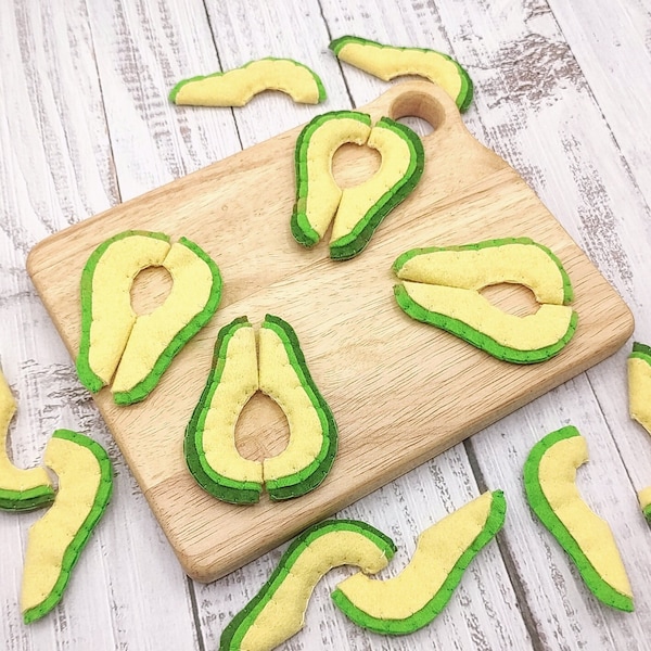avocado felt slice, play food (felt food, pretend kids kitchen accessories or cafe, plush cooking toy, fake artificial food, sandwich, taco)