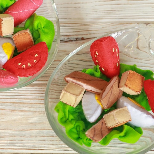 Caesar Salad Play Food felt Food Pretend Play Kids Kitchen Etsy