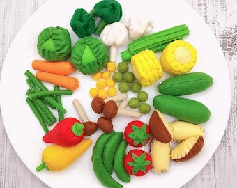 vegetables set play food (felt food, pretend play kids kitchen, plush toy, cooking toys, fake food, farmers market for baby, birthday gift)