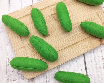 Mini cucumber play food (felt food, pretend play kids kitchen, plush toy, cooking toys, fake food, farmers market for baby, vegetable)