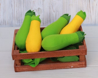 Zucchini play food (felt food, vegetables, pretend play kids kitchen, plush toy, cooking toys, doll fake food, farmers market for baby)