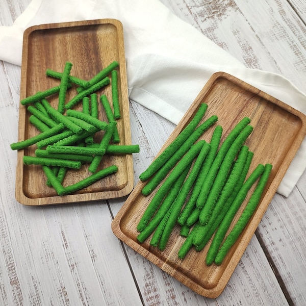 Green bean play food (felt food, pretend play kids kitchen, plush toy, cooking toys, fake food, farmers market for baby, vegetable)