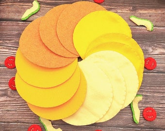 Tortilla felt play food (taco, pretend play kids kitchen, cafe, plush toy, cooking toys, fake food, mexican party)