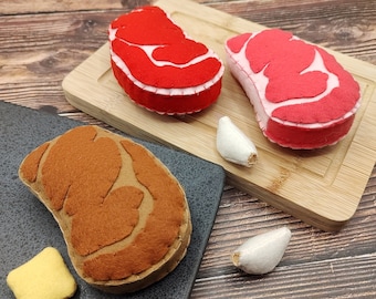 Meat steak Rib-eye, roast steak play food / felt food, pretend play kids kitchen & cafe, stuffed  plush toy, cooking toys, artificial dinner