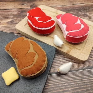 Meat steak Rib-eye, roast steak play food / felt food, pretend play kids kitchen & cafe, stuffed  plush toy, cooking toys, artificial dinner