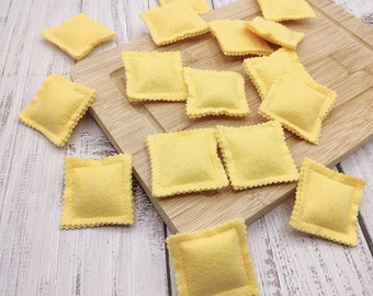 Pasta beige ravioli, play food (felt food, pretend play kids kitchen, plush cooking toys, fake food, farmers market for baby, artificial)