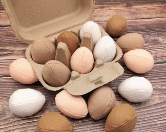 Egg play food (felt food, pretend play kids kitchen, plush toy, cooking toys, doll fake food, farmers market for baby)