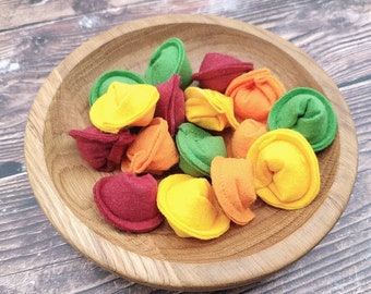 Pasta tortellini colored play food (felt food, pretend play kids kitchen accessories, cooking plush toy, montessori, play cafe, grosery shop