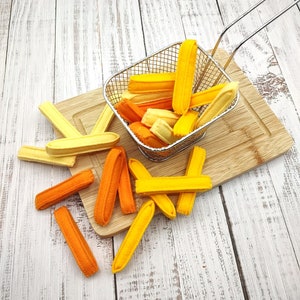 French fries, roasted sweet potato play food / felt food, pretend play kids kitchen, stuffed  plush toy, cooking toys, artificial dinner