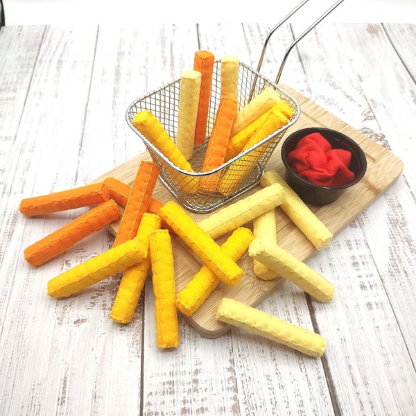 French fries, roasted sweet potato play food / felt food, pretend play kids kitchen, stuffed  plush toy, cooking toys, artificial dinner