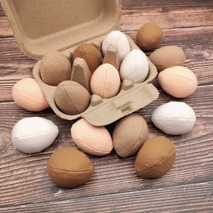 Egg play food (felt food, pretend play kids kitchen, plush toy, cooking toys, doll fake food, farmers market for baby)