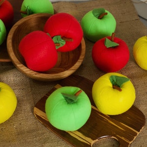 Apple felt (pretend play food, fruits vegetables set, kids kitchen, realistic fake food, plush toy for toddler, photo prop, birthday gift)