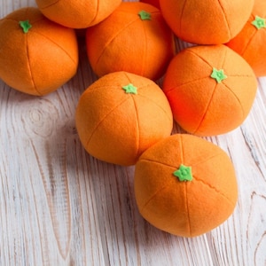 Orange felt (pretend play food, fruits vegetables set, kids kitchen, realistic fake food, plush toy for toddler, photo prop, birthday gift)