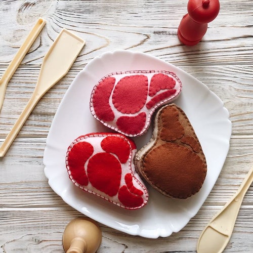 Meat Steak Roast Steak Play Food felt Food Pretend Play Etsy