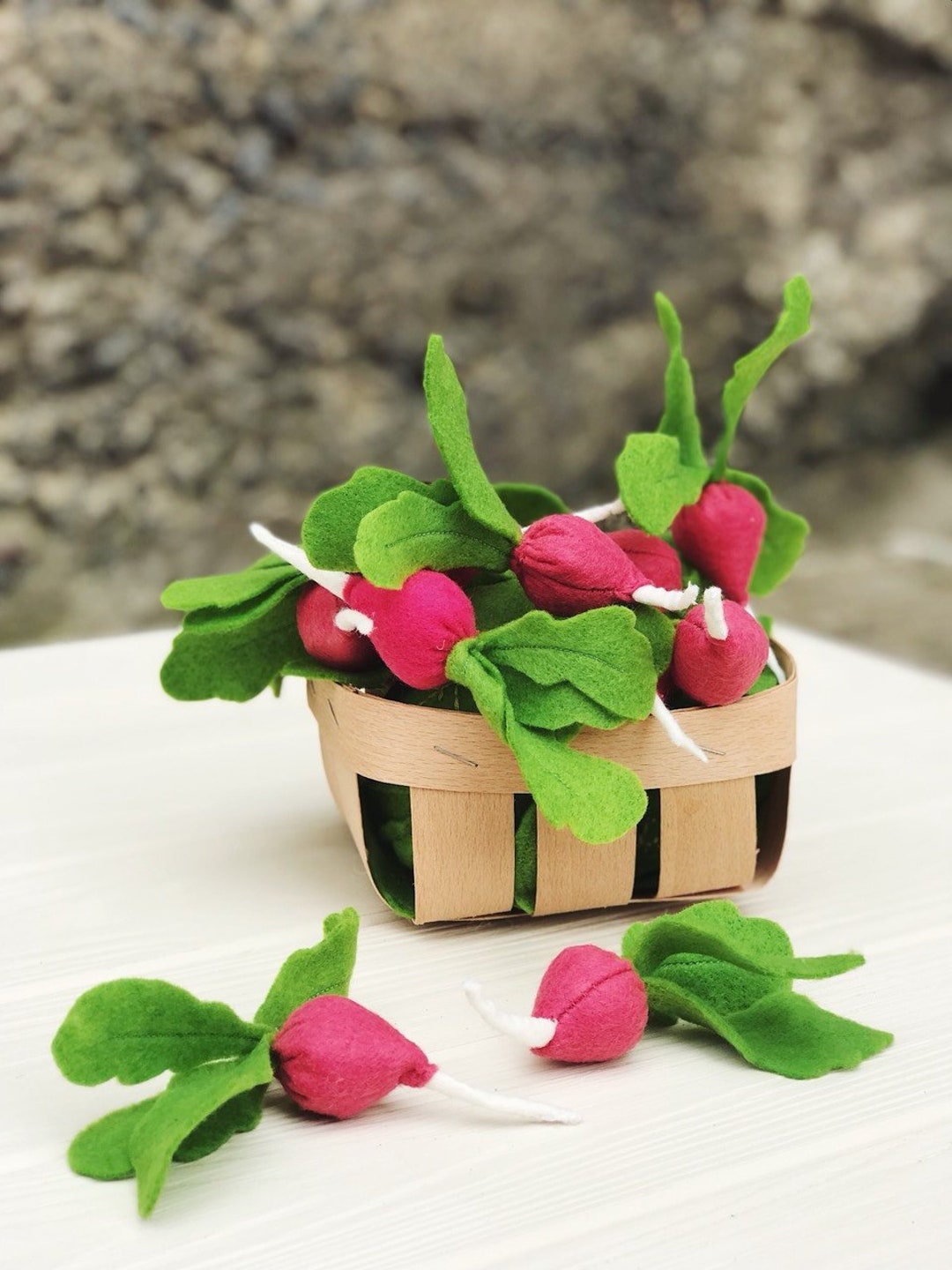 2 Radish Play Food felt Food, Vegetables, Pretend Play Kids Kitchen