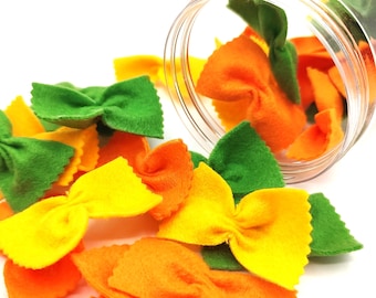 Pasta tri-color farfalle, bow tie  play food, felt food, pretend play kids kitchen, plush toy, cooking toys, fake food, farmers market baby