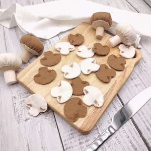 champignon, felt slice of mushrooms  play food (felt food, pretend kids kitchen accessories or cafe, plush cooking toy, fake artificial food
