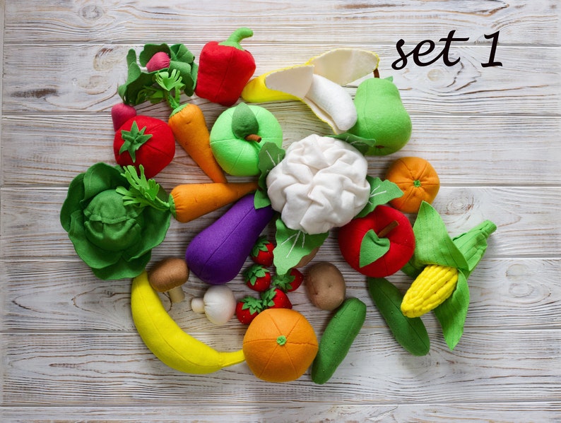 Fruit and Vegetable Set Play Food felt Food Pretend Play Etsy