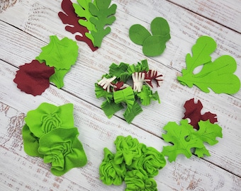 salad leaves, spring salad mix (felt pretend play food, kids kitchen, cooking toys)