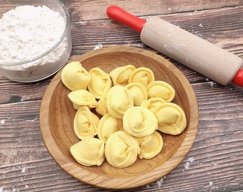 Pasta tortellini beige play food (felt food, pretend play kids kitchen accessories, cooking plush toy, montessori, play cafe, grosery shop)