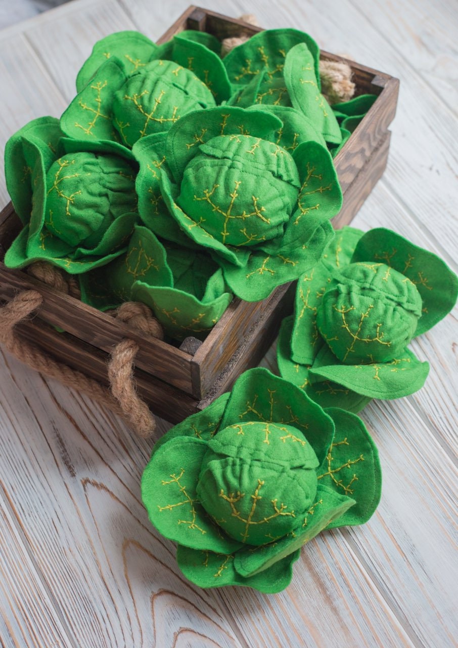 Cabbage Play Food (felt Food, Vegetable, Fruit, Pretend Play Kids ...
