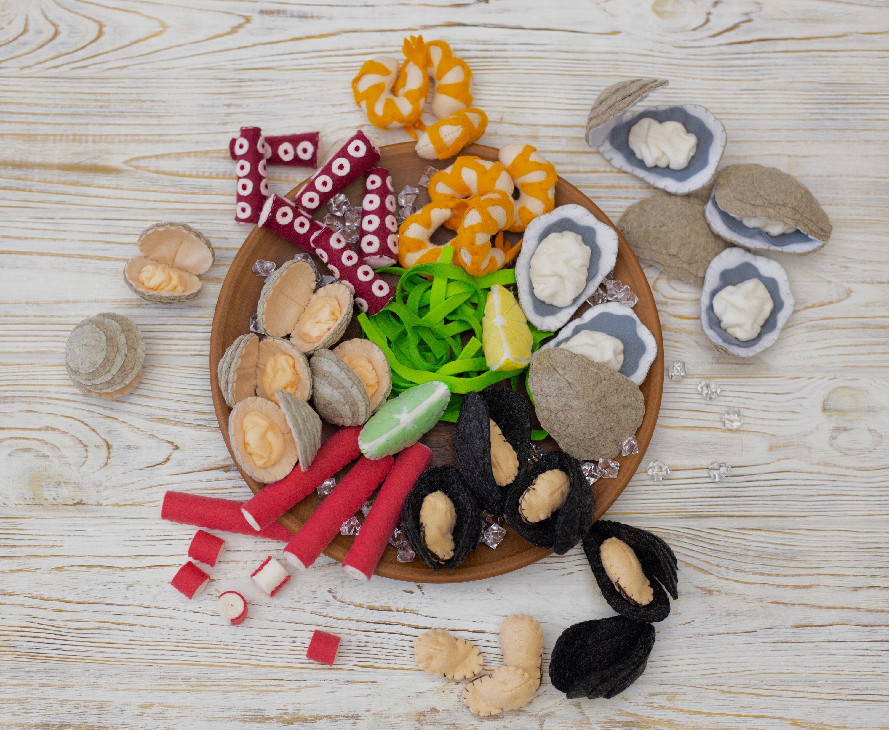 Lot De 4 Huîtres Factices – Fruits De Mer Simulés Pour Jeux Et Déco Photo