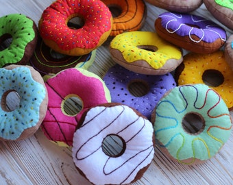 DONUT play food (felt food, pretend play kids kitchen, plush toy, cooking toys, doll feke food, farmers market for baby)