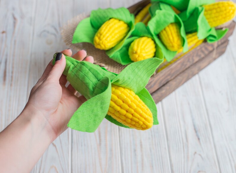 Corn cob play food felt food play kitchen plush toy photo Etsy