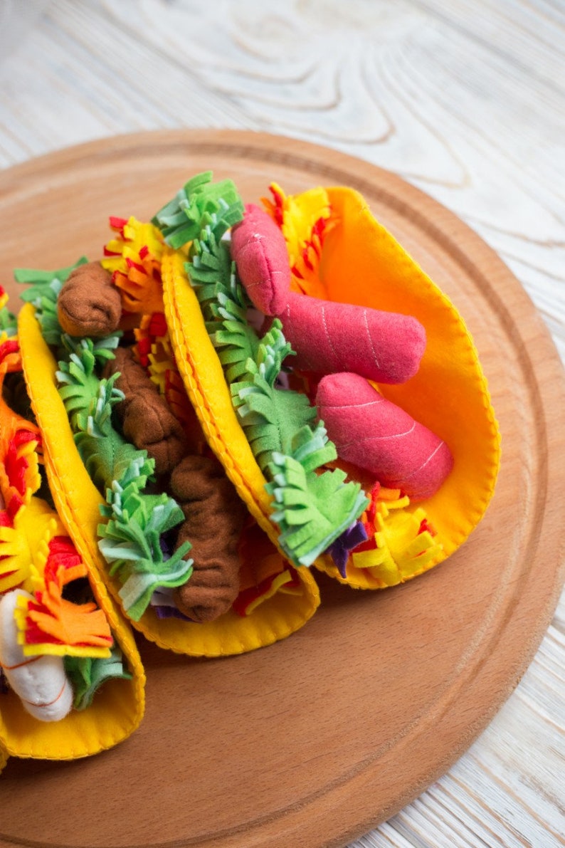 Taco play food felt food play kitchen plush toy photo Etsy