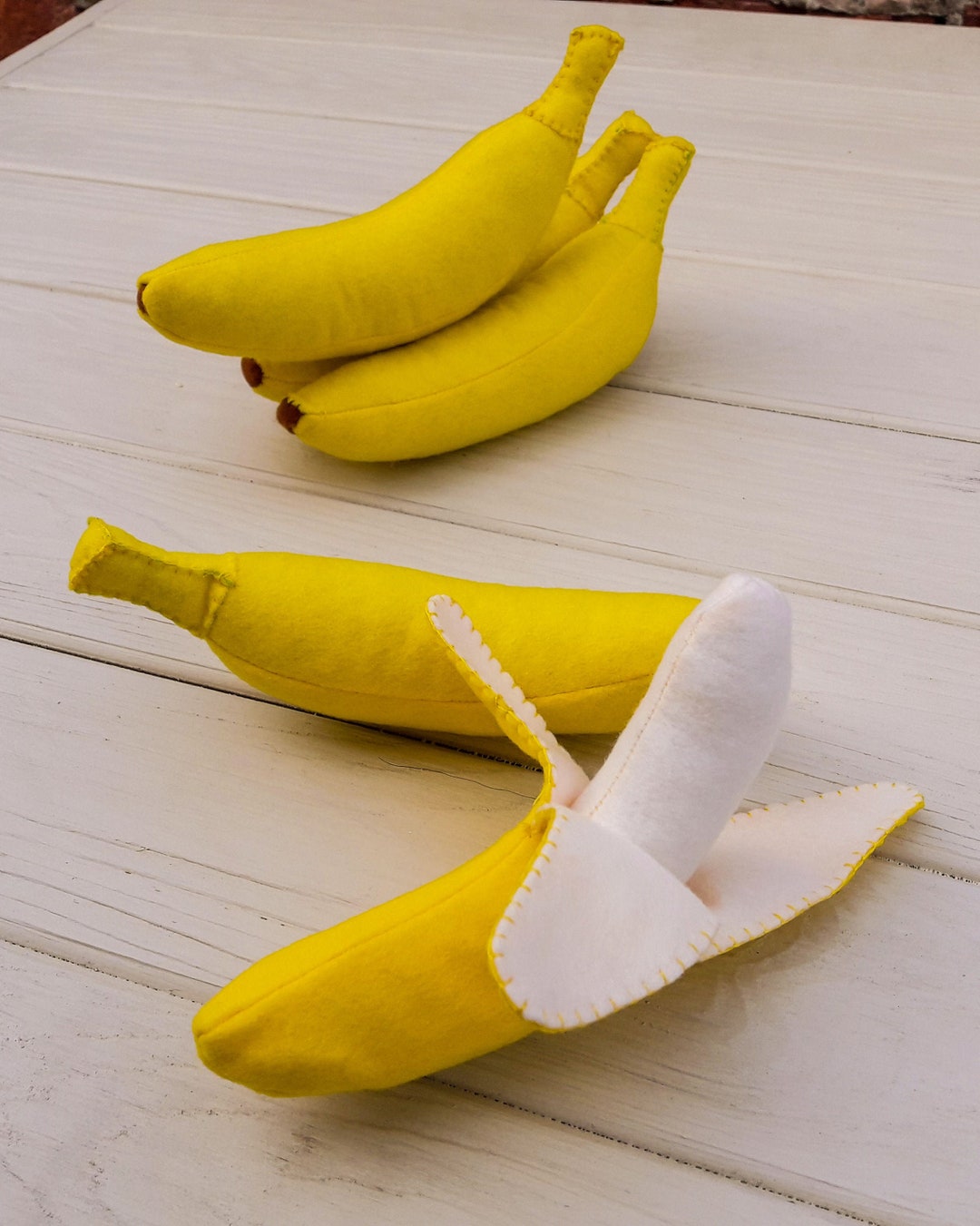 Vintage Peeling Banana Plush Yellow Fruit Stuffed Animal by 