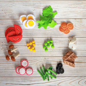 Gemüse-Radieschen-Salat Spielfutter (Filzfutter) für Kinder, Kinderküche, Plüschtier, Kochspielzeug, Fake Food, Bauernmarkt für Baby,