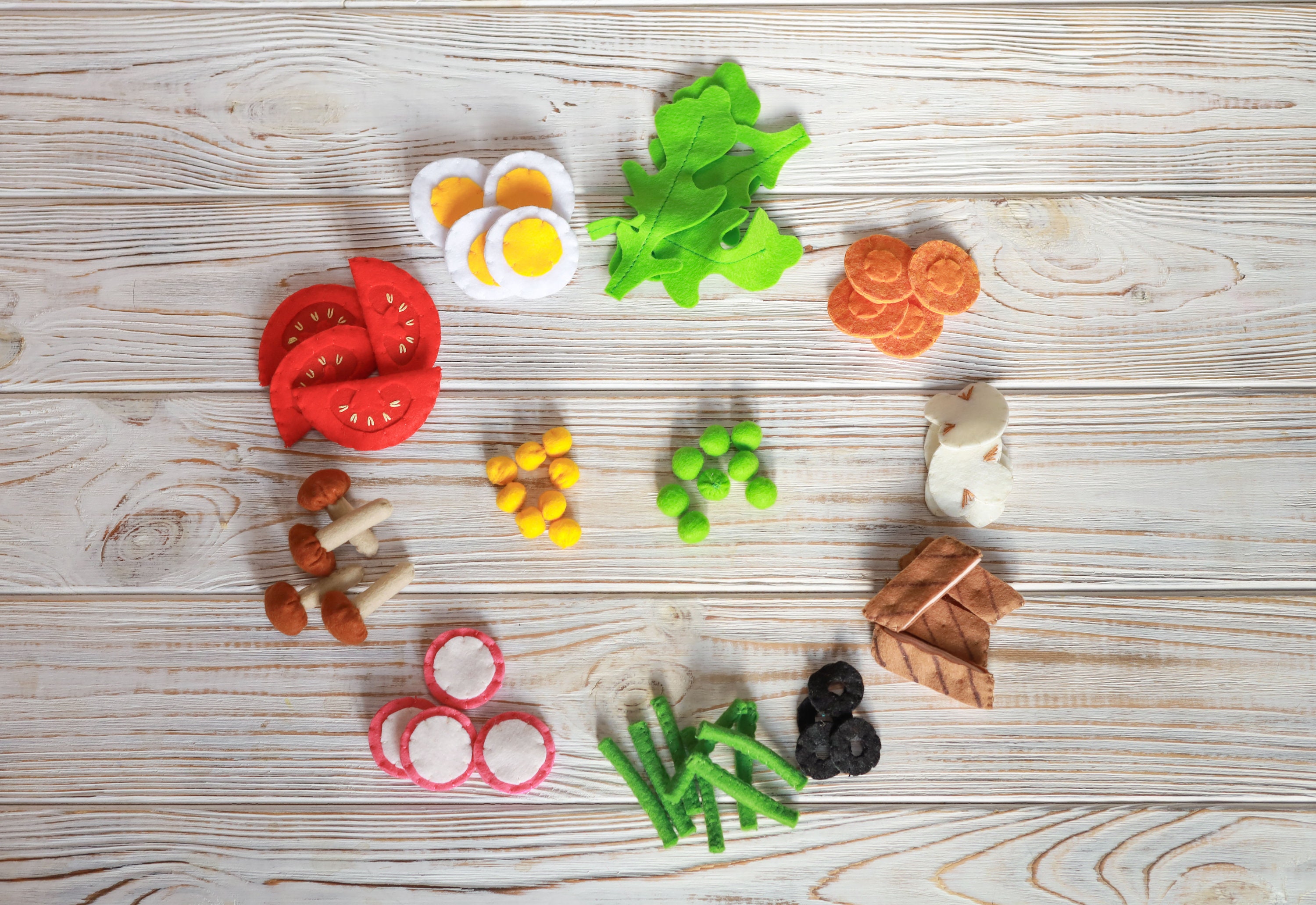 Vegetable radish salad play food  (felt food, pretend play kids kitchen, plush toy, cooking toys, fake food, farmers market for baby)