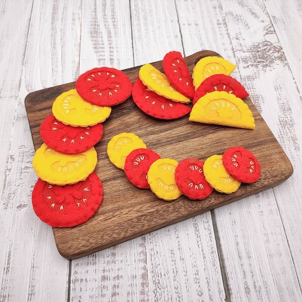 felt tomato slice for salad, pizza, taco, play food (felt food, pretend kids kitchen accessories or cafe, plush cooking toy, fake artificial