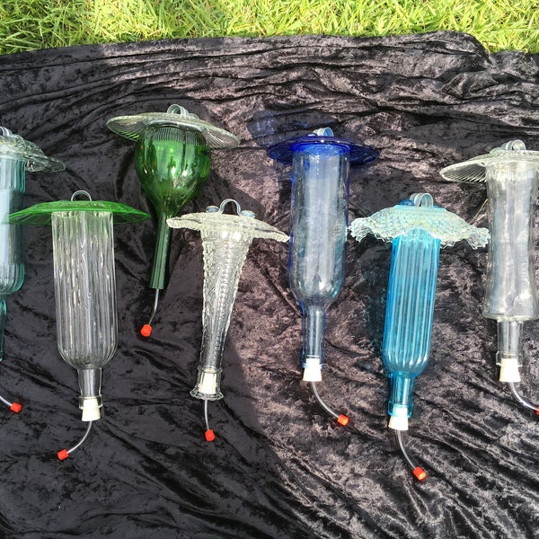 Glass Hummingbird Feeder Etsy