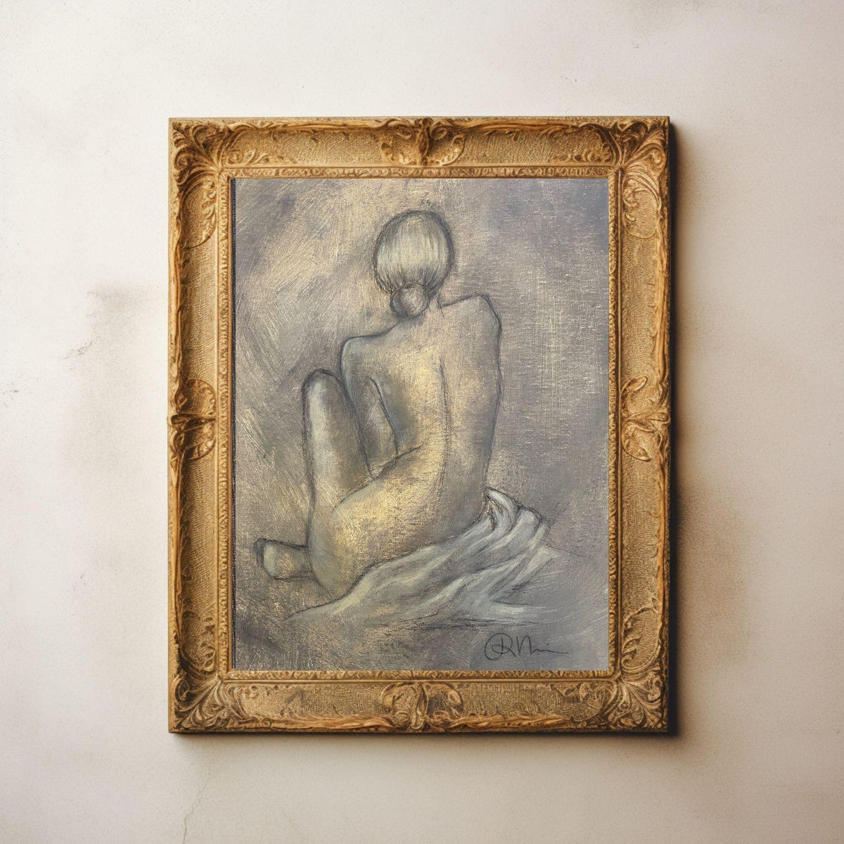 Draped In Strength 5”x7” Painting for Bathroom