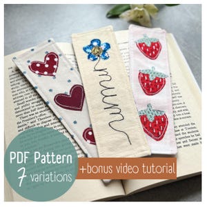 Marque-page en tissu PDF Patron de couture | Tutoriel de bricolage adapté aux débutants | Instructions étape par étape avec didacticiel vidéo